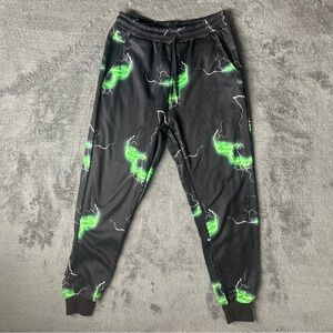 Manfinity Neon Green Lightning Festival Rave Cybercore Punk Streetwear Joggers